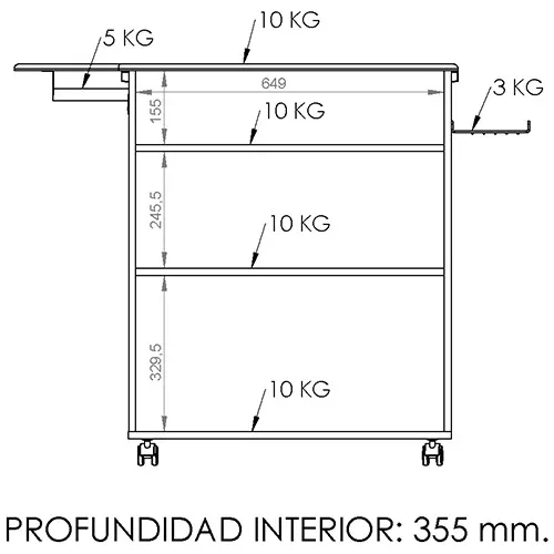 Mueble De Hogar Organizador De Planchado 1,10 Mts Makenna  XP110 Blanco