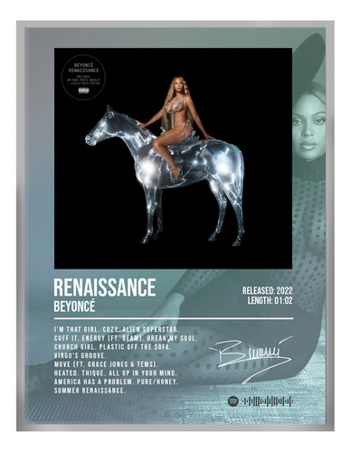 Poster Beyonce Renaissance Album Music Firma 80x40