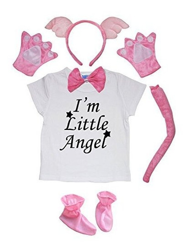 Disfraces Niñas - Petitebella I'm Little Angel Shirt, Diadem