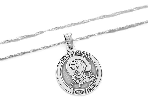 Cadena Y Dije Santo Domingo De Guzmán Plata 925 Plata 925 40 Cm