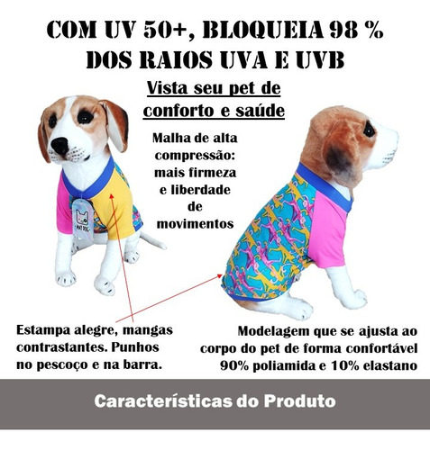 Roupa Roupinha Camiseta Pet Proteção Uv Uva E Uvb Tam. P