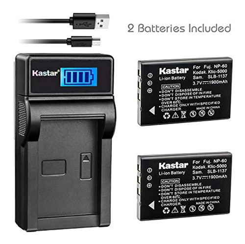 Kastar Cargador Usb, Batería Para Fnp-60  2 fnp-60 np60