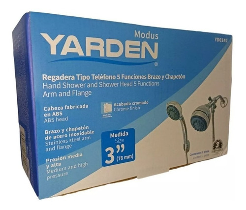 Imagen 2 de 2 de Regadera de ducha Yarden YD0142 redonda color plateado cromada