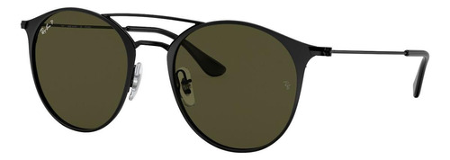 Óculos de sol Ray-Ban RB3546 Standard armação de aço cor matte black, lente green de cristal clássica, haste matte black de aço