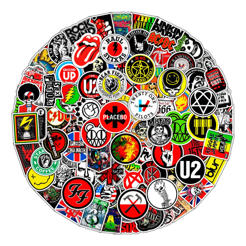 100 Uds Stickers Calcomanias Bandas De Rock Y Artistas