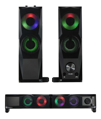 Parlantes Gamer Gadnic Pro Led 2 En 1 Barra De Sonido Tv Pc Color Negro