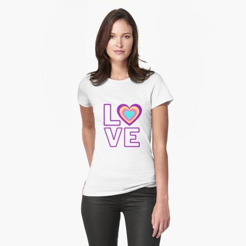 Imagen 1 de 4 de Camiseta Estampada Blusa Mujer Palabra Love Faith Flor D Lis