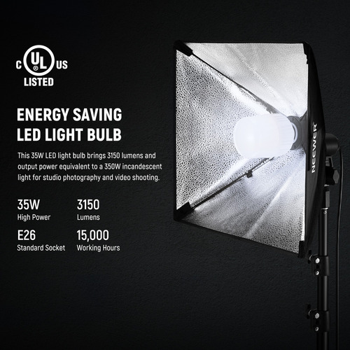 Neewer 40cm Kit De Iluminación Softbox + Bombilla Led De 35w