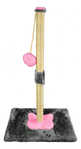Arranhador Poste Brinquedo Sisal Gato Sisal Vertical Grande Cor Cinza/Pink
