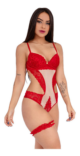 Kit 3 Lingerie Luxo Perneira Aberto Nas Costas 