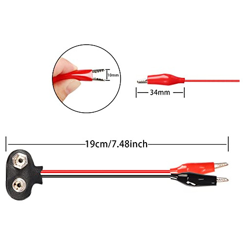 Cable De 9v Clips De Cocodrilo, Paquete De 5 Cables Cli...