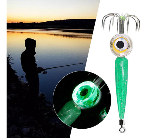 Lámpara De Señuelo De Calamar Led Con 12 Ganchos Verde