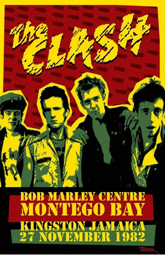 Poster Vintage The Clash 1982 Jamaica  30x42cm Plastificado