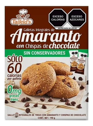 4 Pzas Galletas Taifelds Integrales De Amaranto Con Chispas