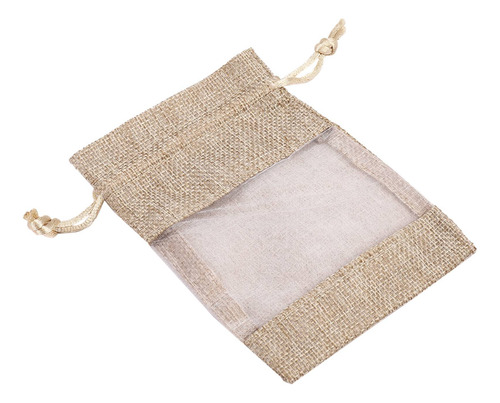30 Bolsas De Organza De Lino Y Arpillera Con Cordón Para Nav