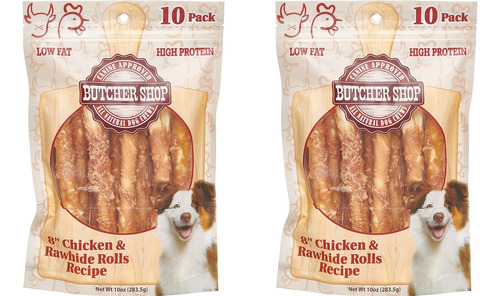 Butcher Shop Chicken And Rawhide Rolls Dog Treats (2 Pack -