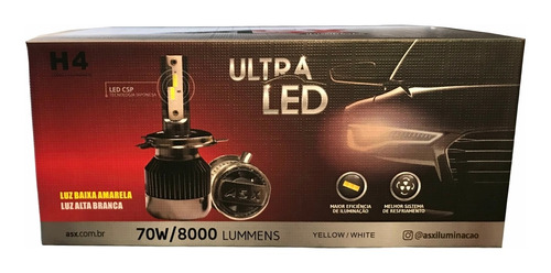 Lampada Led H4 Dual Color Asx 8000l 6000k 4500k 70w C/coller