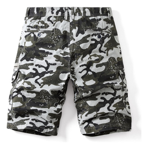 Bermudas Tipo Cargo De Verano Para Hombre De Algodón Militar