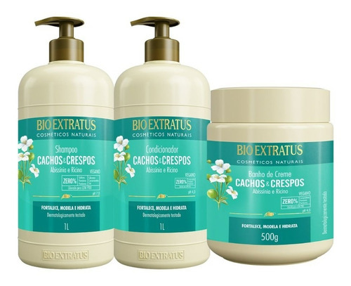 Kit Cachos E Crespos Shampoo / Cd 1l / Bc 500g Bio Extratus