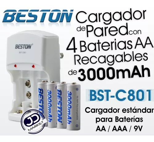 Combo Cargador de pilas + 4 pilas recargables AA + 4 pilas recargables –  Electronica Cecomin