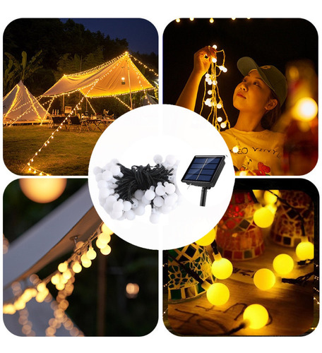 Guirnalda De Led Bolita 50 Luces Solar Exterior 7mts Navidad