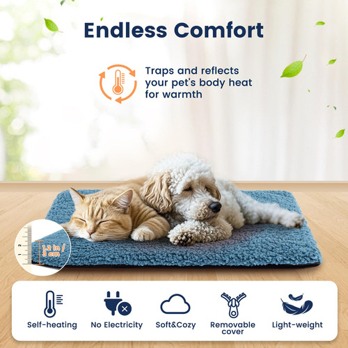 Cama Miguel Para Perros Grande Autocalentable 106 X 71 Cm Azul Diseño