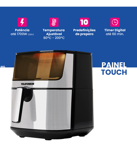 Fritadeira Air Fryer Com Vapor 7l Telefunken Easy Fryer St