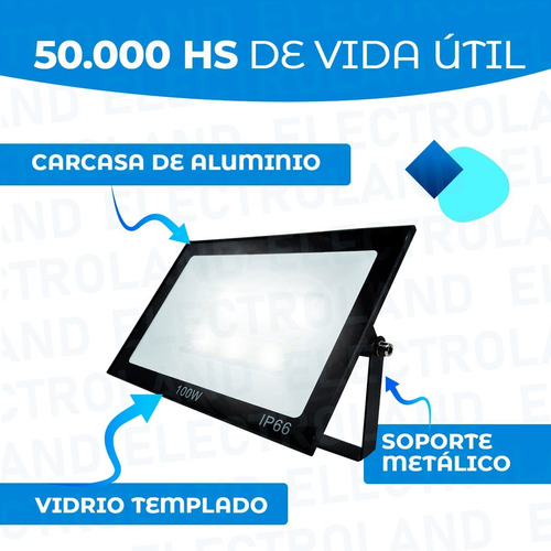 Imagen 4 de 10 de Pack X4 Reflector Led Blanco 100w Ip66 Bajo Consumo Potencia
