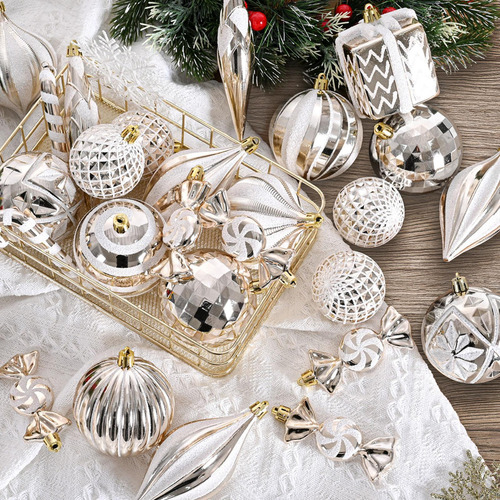 30x Bolas De Navidad Adornos De Bolas De De Oro Claro