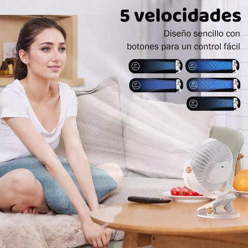 Ventilador De Escritorio Con Luz 5 Velocidades Diámetro 15cm