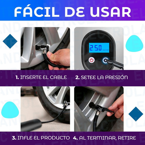 Imagen 7 de 10 de Inflador Portátil Inalámbrico Inteligente De Mano Compresor