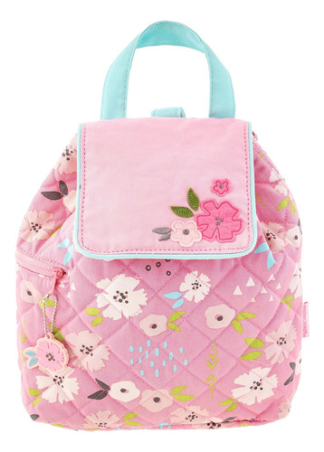 Mochila Acolchada Con Diseno De Flores - Rosa