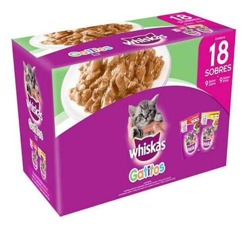 Comida Humeda Whiskas Gatitos 85gx 18 2-12 Meses