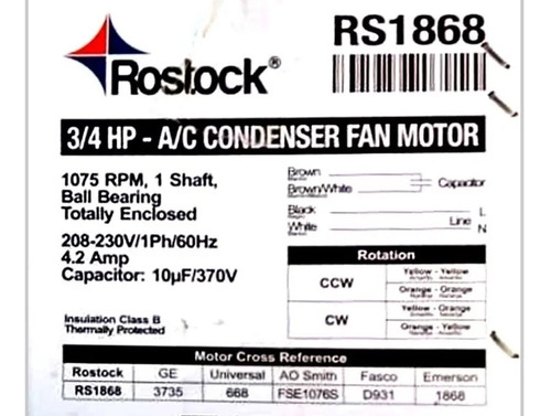 Motor Ventilador Rostock, Varias Medidas