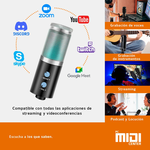 Imagen 3 de 10 de Micrófono Midiplus Rgb830 Condensador Usb Streaming Podcast