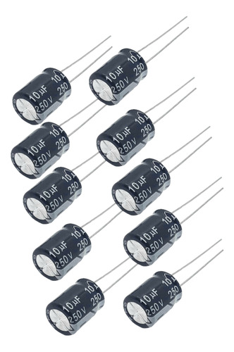 Capacitor Eletrolítico 10uf 250v 10mf/250 10 Peças 105°