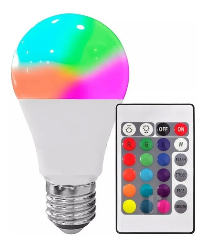 Lampara Led Rgb Multicolor 3w E27 Control Remoto 16 Colores