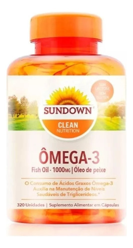 Ômega 3 Sundown 320 Caps Fish Oil 1000 Mg Óleo De Peixe Puro