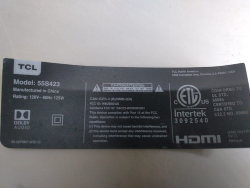 Fuente Tcl 55s423 (Usado)