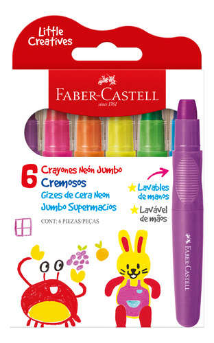 Crayones Jumbo Neón Little Creatives Faber-castell X6 Uds. Color