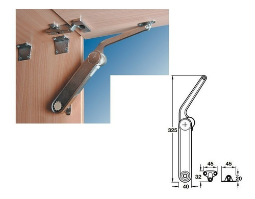 Imagen 2 de 4 de Brazo Elevador Hafele Maxi C Para Puerta Elevable
