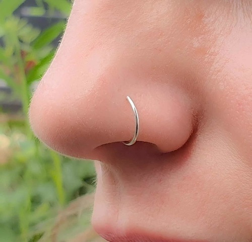 Aro Argolla Plata 925 Para Nariz Piercing 10mm Med
