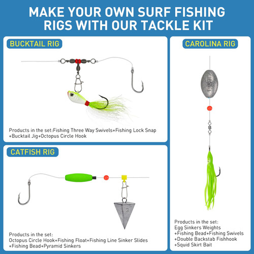 Kit De Aparejos De Pesca Thkfish Modelo Surf Agua Salada