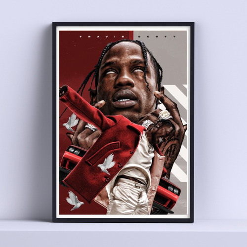 Cuadro Travis Scott Leyend Decorativo 30x40cm Con Vidrio