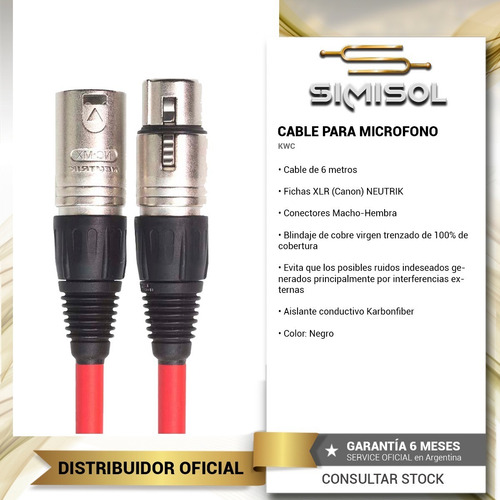 Imagen 2 de 4 de Cable Cable Xlr (cannon) 6 Metros Microfono Kwc Iron 242