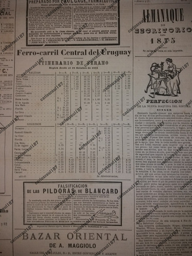 Itinerario De Verano Ferrocarril 1874 Diario El Siglo 