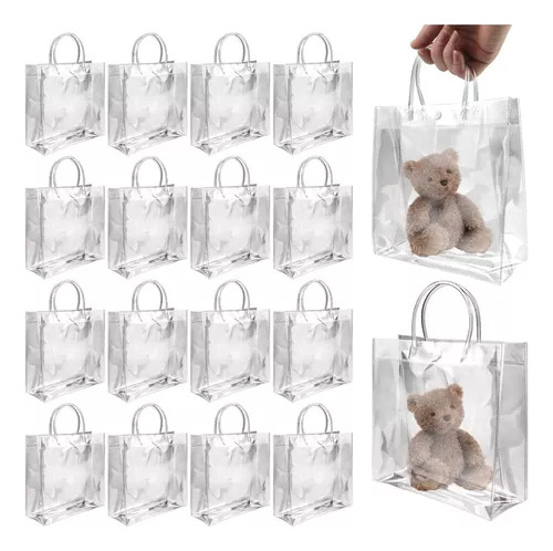 20 Bolsas De Regalo Plástico Transparente Reutilizables