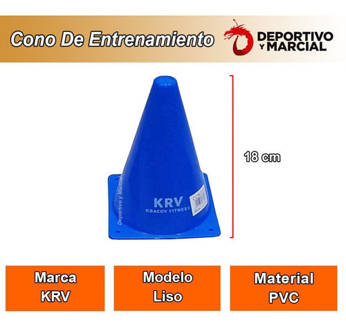 Cono 18 Cm Lisos Entrenamiento Fitness Deportivo Colores