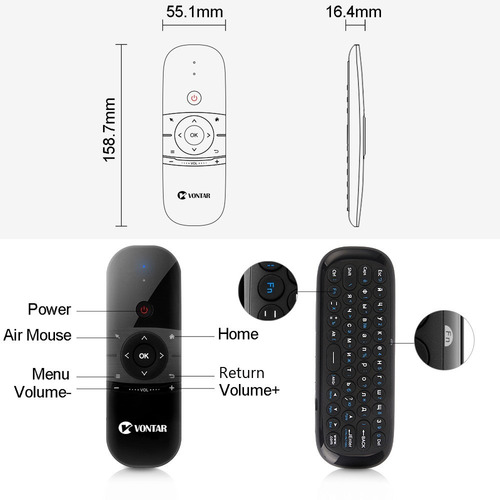 Vontar Mini Mouse Ar Recarregável Inglês Russo Teclado Sem F