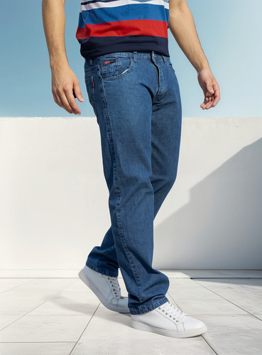 Pantalones Rectos Jean Clásicos Para Hombre Adulto Basico